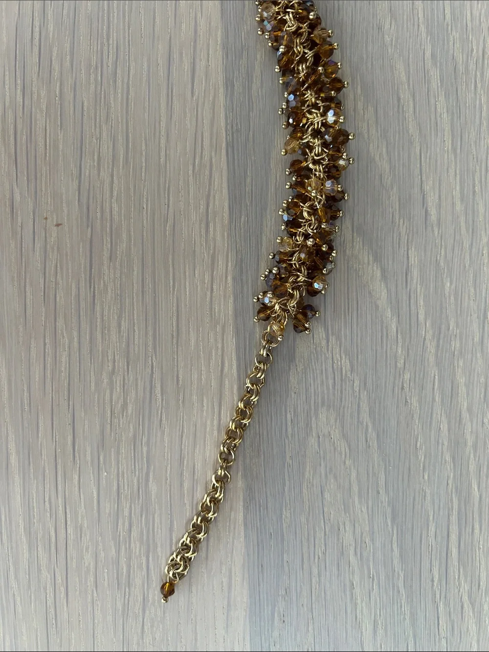 Gold Beaded Cluster Bracelet - Amber Tones